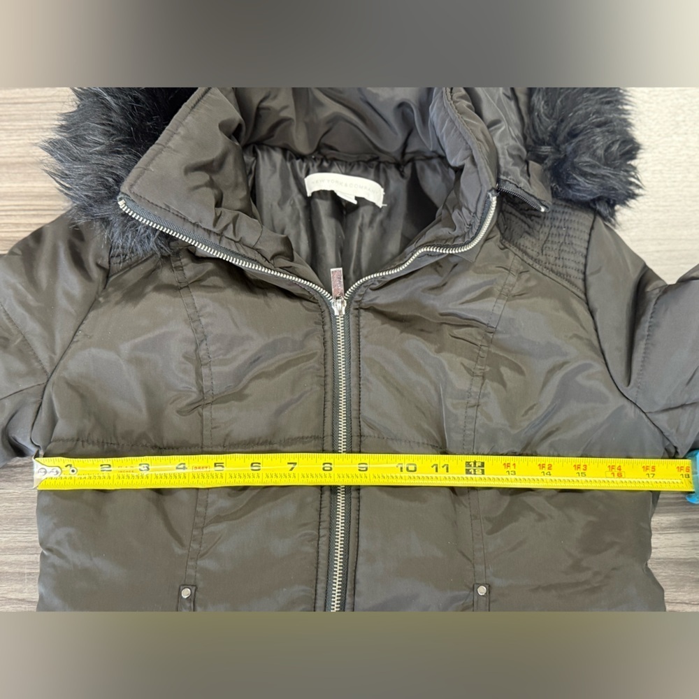 Jones New York Dark Brown Puffer Coat with Faux Fur Hood - Picture 8 of 9